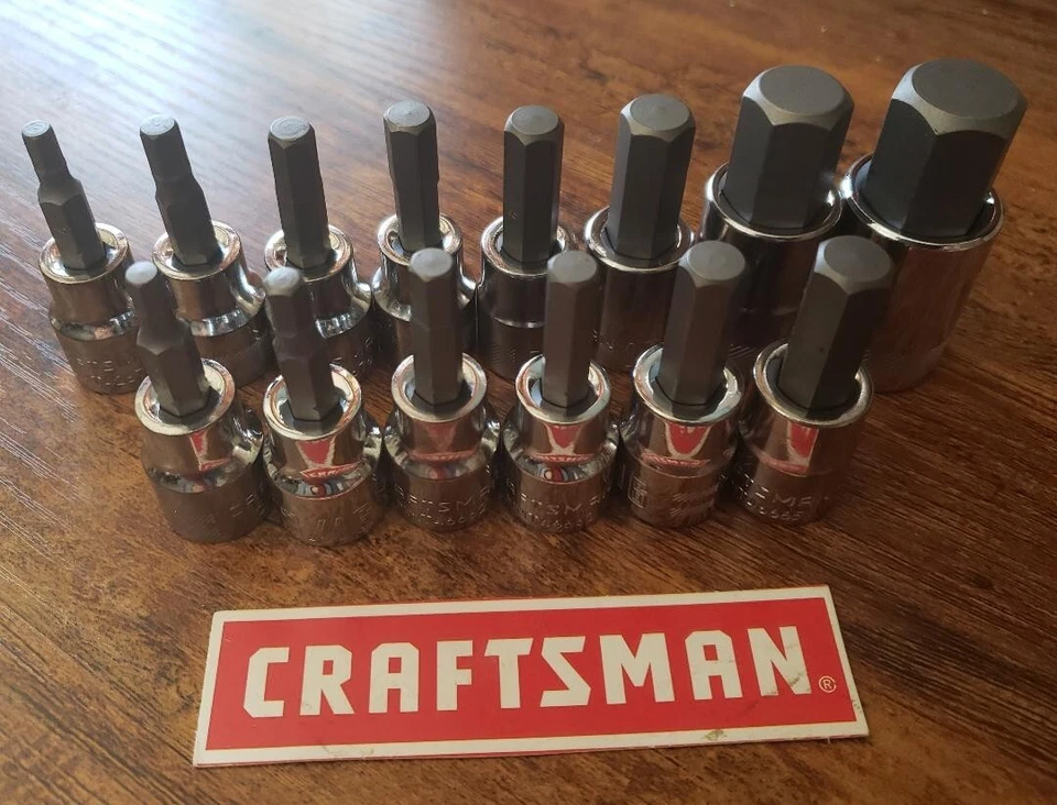 CRAFTSMAN 14 pc 3/8 1/2 SAE METRIC Hex Allen key bit ratchet wrench socket set - Image 1 of 1