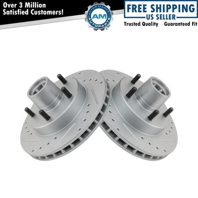 Performance Brake Rotor Drilled & Slotted Coated Front Pair for Chevy - Image 1 of 4