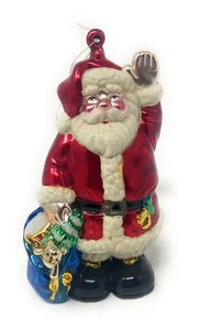 Large Santa Claus Christmas Ornament Plastic Waving with Bag of Toys 8" Tall - Picture 1 of 4