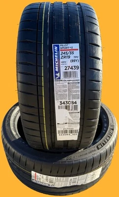 TWO NEW 245/35ZR19 (89Y) Michelin Pilot Sport 4S ZP TPC Corvette Run Flat Tires - Image 1 of 4