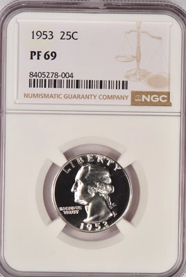 1953 Washington Quarter Proof NGC PF 69 PR69 Gem Silver Coin 25C - Image 1 of 2