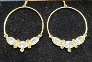 Silpada KR "Girl Code" Hoops Brass Swarovski Crystal Earrings KRW0094 2" Round - Picture 1 of 5