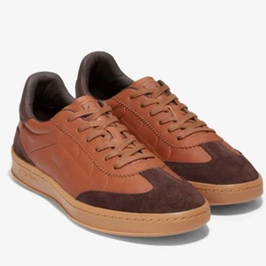 Cole Haan Herren GrandPrø Tennis Turnschuhe Britisch Hellbraun Gummi Schuhe Leder Wildleder - Bild 1 von 7
