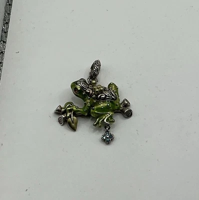 Barbara Bixby Enameled Sterling Silver & 18K Multi-Gemstone Frog Charm Pendant - Image 1 of 4