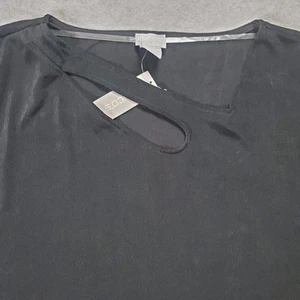 Chicos Travelers Top Black Cut Out Key Hole Size 4 XXL Cap Sleeve Slinky Knit - Picture 1 of 9