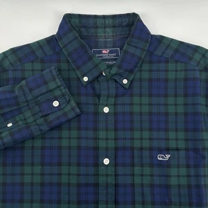Vineyard Vines Classic Fit Tucker Hemd Herren Large blau/grün kariert Stretch - Bild 1 von 6