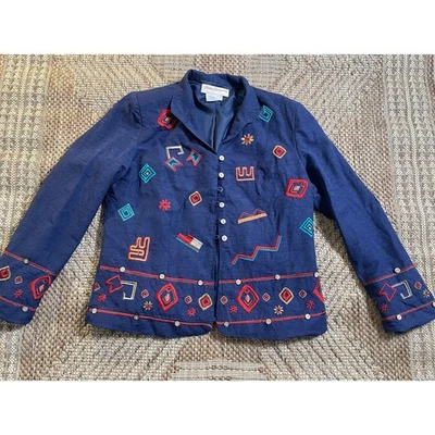 De colección. Chaqueta bordada Norm Thompson mezcla seda talla mediana  Foto 1 de 4