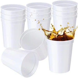 12 Pack 16oz Stadium Cups Reusable Plastic Cups Blank Drink Tumblers for Part... - Picture 1 of 7