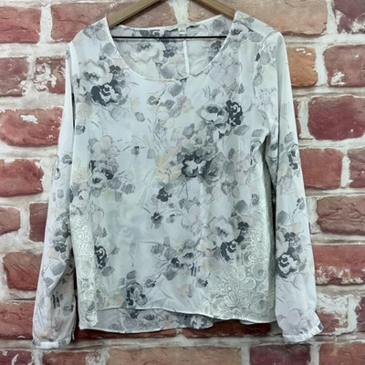 Lauren Conrad Top 女式 XL 多色花卉蕾丝背部休闲职业衬衫 — 第 1/4 张图片