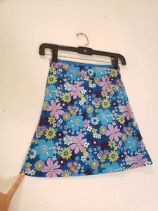 Vtg 90s Y2k Xhiliration Girls Sz S 6 6X Floral Stretch Mini Skirt Chain Belt - Picture 1 of 6