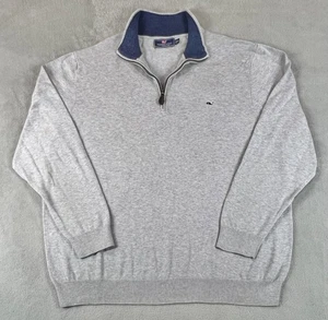 Vineyard Vines Sweater Mens 2XL Gray Half Zip Pullover Whale Logo Cotton Casual - Picture 1 of 14