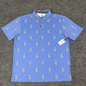 Anderson Ord Polo Shirt Mens XL Blue Surfboards Stretch Golf Maui Moonlight - Picture 1 of 17