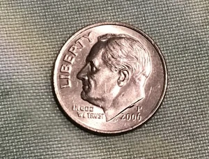 2006-P Roosevelt Dime Die Crack / Chip Error by Neck & Date – Mint Variety - Picture 1 of 5