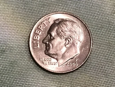 2006-P Roosevelt Dime Die Crack / Chip Error by Neck & Date – Mint Variety - Image 1 of 4