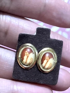 VTG RETRO NOS ELVIS Celluloid Portrait Pierced Earrings OLDIES BUT GOODIES - Picture 1 of 7