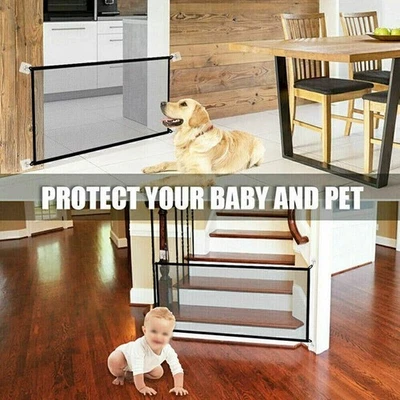 Folding Retractable Baby Toddler Stair Gate Isolation Pet Dog Gate Safety Guard - Image 1 of 4