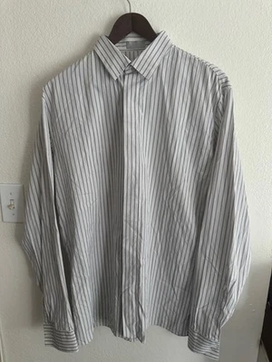 DIOR HOMME Striped Hidden Button Dress Shirt Sz-41 EUC Luxury HEDI SLIMANE-era  - Image 1 of 4