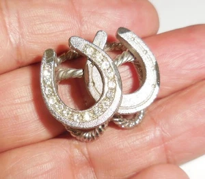 VINTAGE WESTERN SCIARPA ANELLO SCIARPA CLIP STRASS DESIGN FERRO DI CAVALLO - Foto 1 di 4