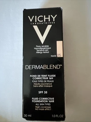 Base Correctora Fluida Vichy Dermablend 16h Nude 25, FPS 35 Todo Tipo de Piel Foto 1 de 2