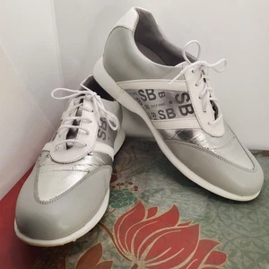 Zapatos de golf Sandbaggers para mujer diamante talla 8 blanco metálico plateado - Imagen 1 de 13