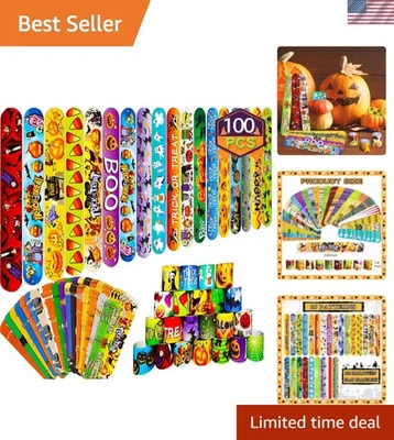 Halloween Slap Bracelets Set Kids Kids Toys Trick or Treat Party Favors - Imagem 1 de 4