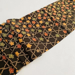 Brown Cocoa #C 7x60 LONG Vintage Tsumugi Silk Japanese Kimono Fabric TJ12 - Picture 1 of 7