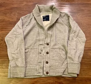 American Eagle Mens Shawl Collar Chunky Cardigan Sweater XL Gray - Picture 1 of 8