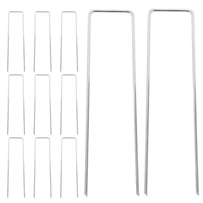 50 Pcs 11 Gauge Galvanized Metal Garden Pegs Stakes 6 Inch for Lawn Care - Image 1 of 4