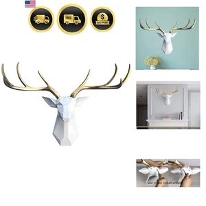 Faux Deer Head Wall Decor Animal Art Farmhouse Home Office Indoor - Picture 1 of 9