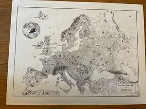 Vtg 1954 Europe Resource Relief Economic Illustrated Map USSR Germany Sweden - Picture 1 of 5