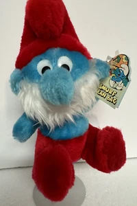 Papa Smurf 8" Plush Stuffed Toy Peyo Vintage 1981 Wallace Berrie & Co. Korea - Picture 1 of 10
