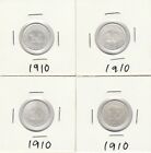 1910 Straits Settlements King Edward VII 10 Cents Silver Coin x4 Pcs VF