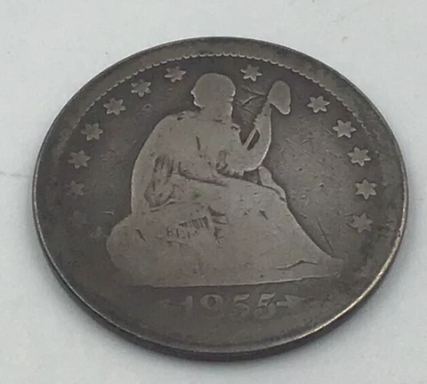1855 Silver Seated Quarter Very Good Cover