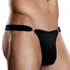 Male Power Nylon Spandex Bong Clip Thong PAK-820 Black - Picture 1 of 2