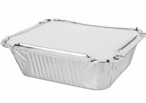 100x No2(medium) Heavy Duty Aluminium Foil Food Containers with Heavy Duty Lids  - Picture 1 of 6