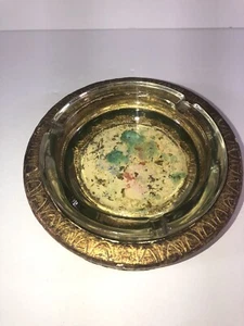 Posacenere sigari vintage italiano fiorentino legno dorato arte vetro floreale/oro - Foto 1 di 6