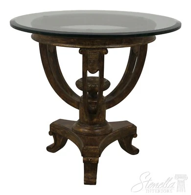 57084EC: Round Neoclassical Glass Top Lamp Table - Image 1 of 4