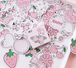 90pc Strawberry Stickers Album Paper Label Crafts Scrapbooking Super Cute Kawaii - Picture 1 of 5