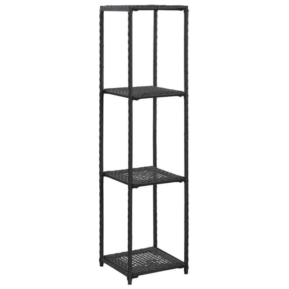 vidaXL Storage Shelf Black 11.8"x11.8"x47.2" Poly Rattan 46974