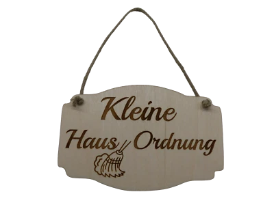 Türschild Kleine Hausordnung Vintage Holz Holzschild Shabby Deko Hanfseil  - Bild 1 von 2