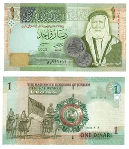 2013 Jordan Kingdom Banknote UNC P34 1 Dinar - Picture 1 of 1