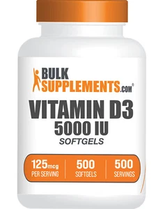 BulkSupplements Vitamin D3 5000 IU - 500 Softgels - Picture 1 of 5