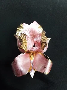 ORQUÍDEA ROSA IRIS FLOR DE LIRIO BROCHE VINTAGE FIRMADO CERRITO ORIGINAL 1982 - Imagen 1 de 8