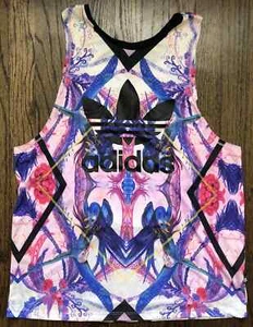 RARE Adidas Original Trefoil Florera Abstract Floral Oversized Tank Top S - Picture 1 of 10