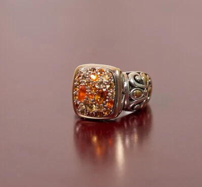 JOHN HARDY Batu Kali Citrino Lava Fuego Plata de Ley 925 Oro 18K Anillo 2 Tonos! Foto 1 de 4