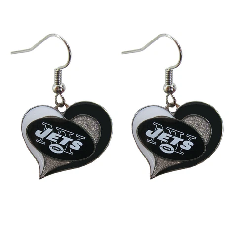 Brand New NFL Gear New York Jets Swirl Heart Earring Dangle Charm Cover