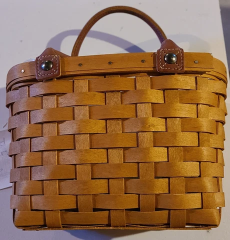 Longaberger Small Boardwalk Basket W/ Protector Vtg USA Leather handles NEW Cover