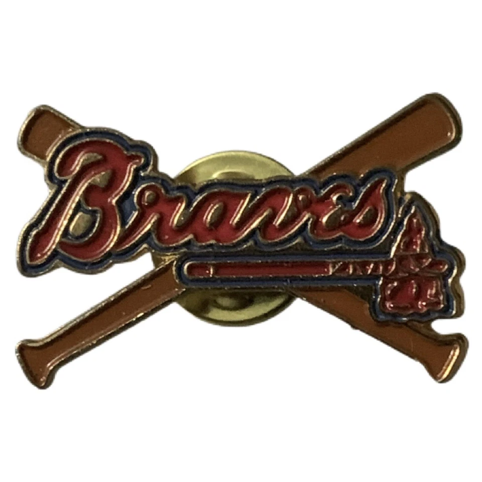 Vintage 1996 MLB Atlanta Braves Logo Crossed Bats Souvenir Pin - Image 1 of 2