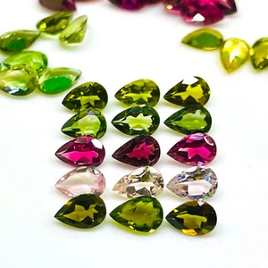 VVS 15 Pcs Natural Tourmaline 6x4mm Pear Cut Loose Untreated Gemstones Lot - Picture 1 of 9