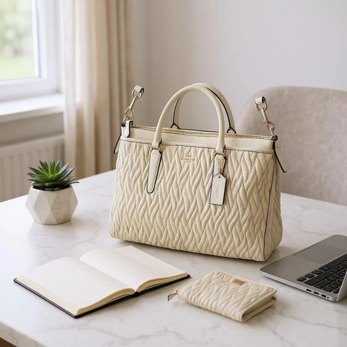 Borsa Coach Twist Gathered Morgan avorio 37083 portafoglio abbinato tracolla